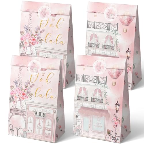 Outego 24 Paris Party Favor Bags with Stickers Paris Goodie Bags Paris Party Favors for Kids Paris...