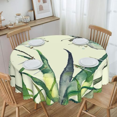 Housse de table en polyester lavable nappe ronde pli herbe 262 pouces