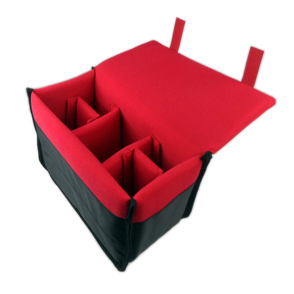 DRF DSLR Camera Case Insert Padded Liner Nylon Pouch for Messenger Bag or Backpack (Red)