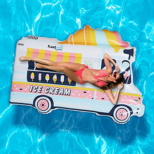 Floatastic Ice Cream Truck Inflatable Pool Float - Giant Pool Floats Adult Size - Ultimate Lounger Raft for Pool Party & Beach - Pool Toy Floaties for Fun, Style & Comfort