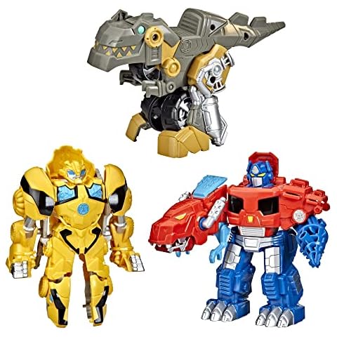 Transformers Playskool Primal Team-Up 3-Pack with Optimus Prime,Bumblebee, and Grimlock Converting Dinosaur Figures, 4.5-Inch Toys, Ages 3 and Up (Amazon Exclusive) Cover