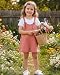 HINTINA 3T Toddler Little Girl Linen Pastel Pink Overalls Shorts Adjustable Loose Jumpsuit Beach Romper Casual Summer Outfits 2 Pieces Short Sleeve Clothes Set, 3-4 Years, Dusty Pink