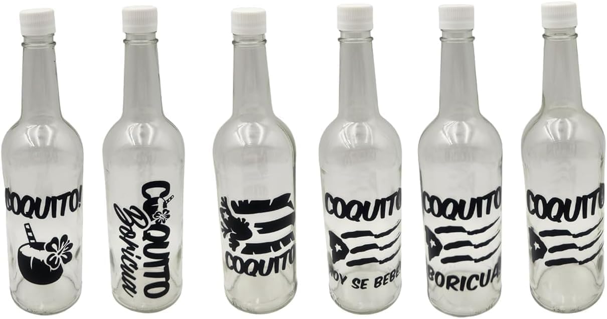 Coquito Bottle Puerto Rico Flag Decal Sticker Labels Decorative Glass Bottle Waterproof Label Decal Stickers (Glass Bottle is NOT Included) (A, 2 Decals)