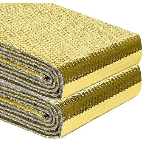 Reflective Insulation Roll 23.6inch x 10Ft Double Bubble Reflective Aluminum Foil Wrap Insulation Sheet Thermal Shield Radiant Barrier for Winter RV Window Thermal Cold Insulation Summer Heat - Golden Cover