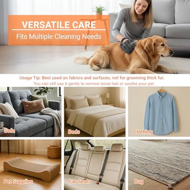 Premium Pet Hair Removal Gloves (2pcs) - Reusable & Washable 5-Finger Design for Furniture, Car Seats, Carpet, Laundry - for Surfaces, Not Pet Grooming-jX7d4B3u