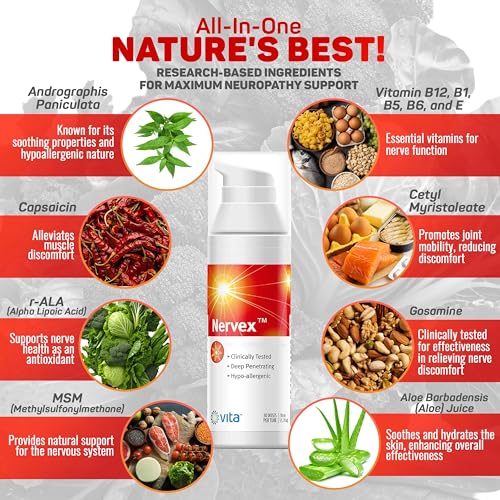 Image of Vita Sciences Nervex Maximum Neuropathy Support, Scientifically Developed for Effective Natural Fast Cream for Feet, Hands, Legs, Toes - Pack of 3