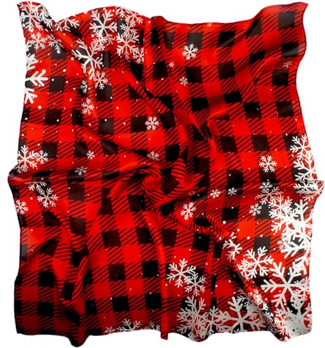 VIVIAN & VINCENT Gift Packed Silk Like Satin Fall Winter Holiday Christmas Square Scarf for Women Hair Scarves3