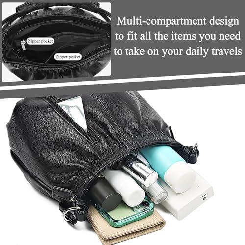 FuninCrea Shoulder Bag for women, Leather Crossbody Bag Tote Bag for Women Ladies Zipper Handbags Work Bags Sling Purse Bag4