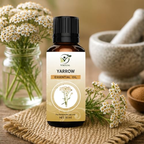 Image of VIRTUAL Yarrow Essential Oil 15 Ml | Pure & Natural Aromatherapy Oil for Diffuser, Massage, Spa, Relaxation & Home Fragrance