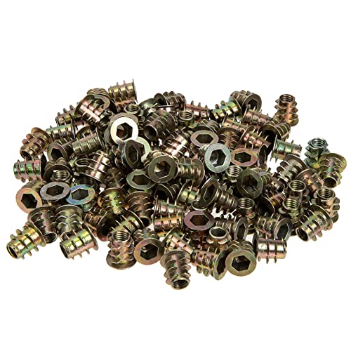 Ciieeo 100 Piezas Insertos Roscados M5 Para Muebles, Tuerca De Casquillo De Aleación De Zinc, Pernos De Inserción De Madera Graduados, Uso Madera Maciza y Muebles Preinstalados