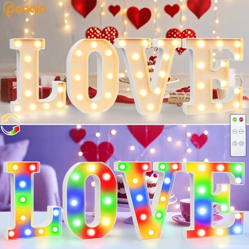 Image of Pooqla LED Light Up Letters, Warm White and Colorful Lighted Marquee Letters with Remote, Lighted Letter for Party Birthday Decorations, Gift for Girls Boys Night Light, Wedding Home Decor, Letter R