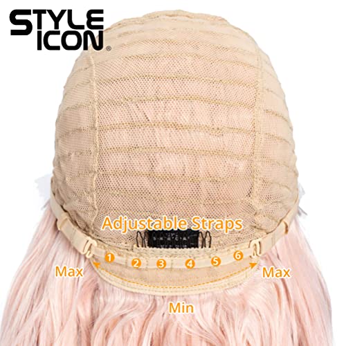 Style Icon 36" Lace Front Wigs Super Long Big Curl Pink Wigs With Baby Hair 130% Density Heat Resistant Fiber Synthetic Wig (36 Inch, Pink27) #TOP7