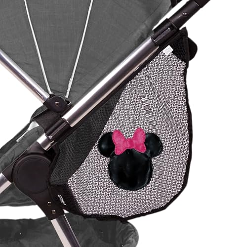 Image of J.L. Childress Disney Baby Side Sling Stroller Cargo Net - Stroller Organizer Attachment for Storage, Mesh Bag for Baby Accessories, Universal Fit - Minnie Mouse