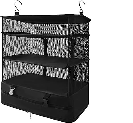 Dhadh Multi-functional clothes storage bag (black) travel, business trip storage good thing Hanging Shelves Travel Storage Bag Compression Packing Cube for Suitcase Collapsible