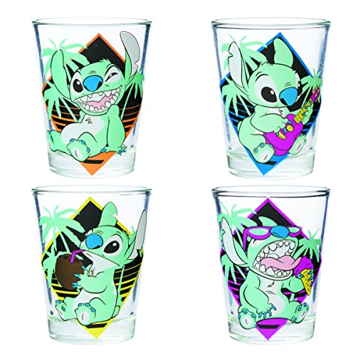 Silver Buffalo Lilo And Stitch Pastel 4Pc Mini Glass Set, 1.5-Ounces #TOP29
