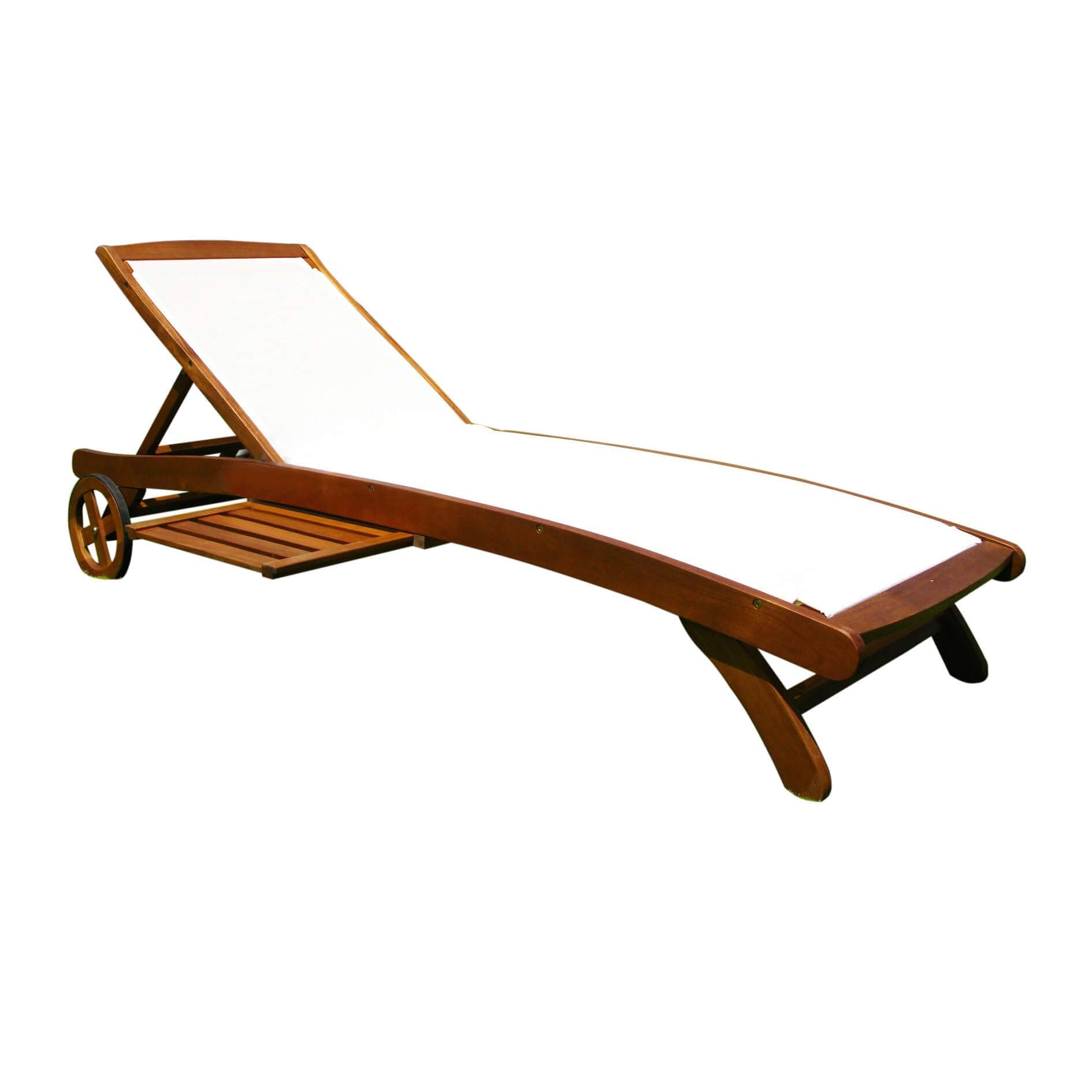 milani home - lettino prendisole da giardino, acacia e textilene, con ruote, schienale regolabile, ripiano laterale