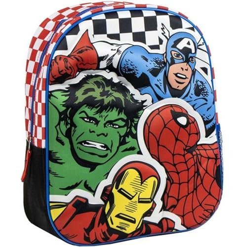 Mochila Escolar Marvel Avengers Diseño Infantil con Superhéroes. Mochila Resistente con Compartimento Amplio y Tirantes Acolchados