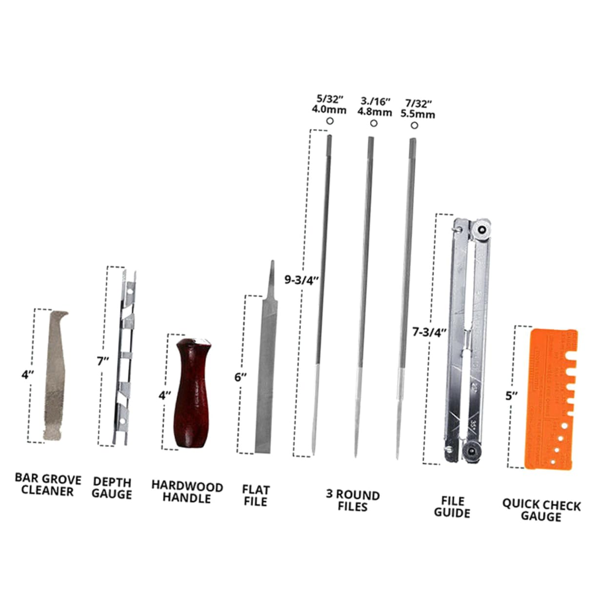 Kit di Affilatura Catena Motosega 10 Pezzi in Metallo, Resistente All'usura, Portatile, per Manutenzione Catene