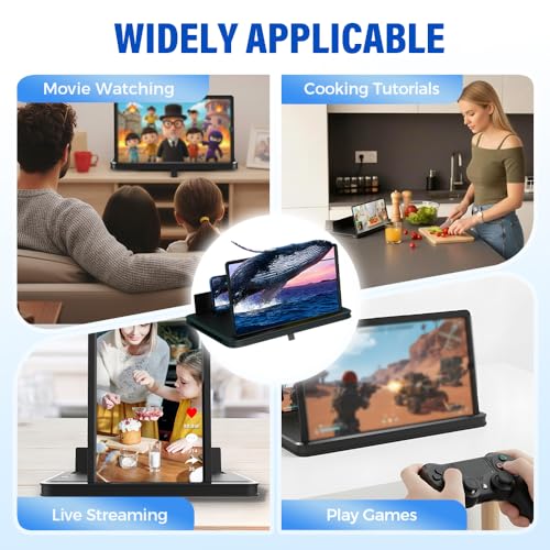 Image of Mobile Phone Magnifier Screen, 2026 New 3D HD Magnifying Projector Screen Enlarger for Movies, Videos and Gaming, Portable 3D Magnifying Screen for Elderly (White, 12 Inch)