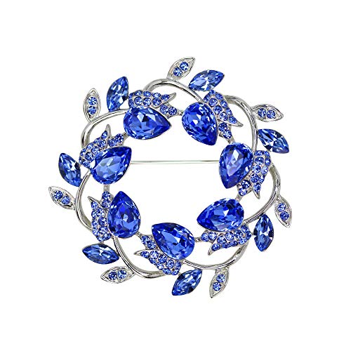 Image of Faship Gorgeous Rhinestone Crystal Floral Wreath Brooch Pin