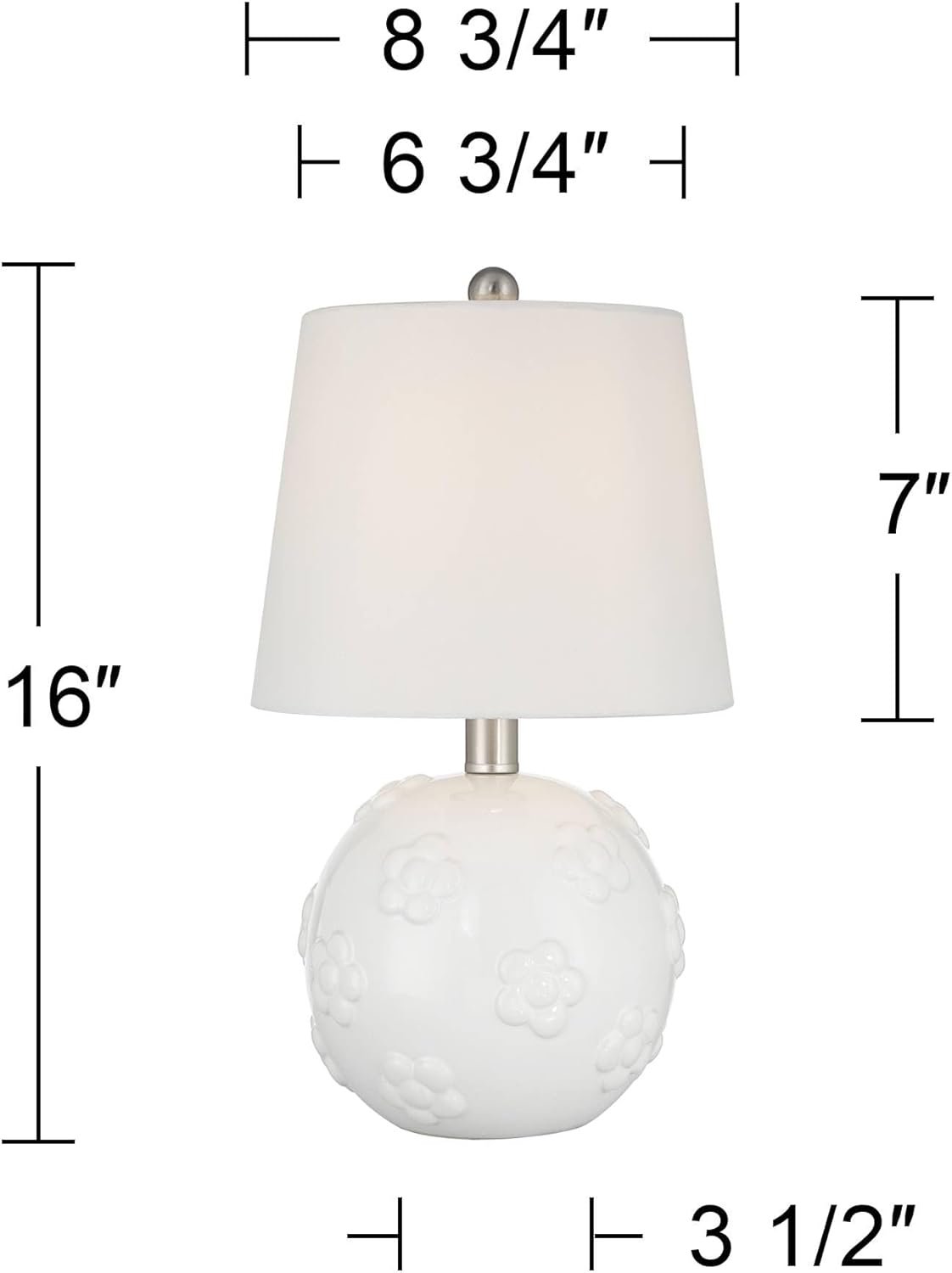 360 Lighting Arianna 16" High White Flower Ceramic Cottage Core Accent Table Lamp