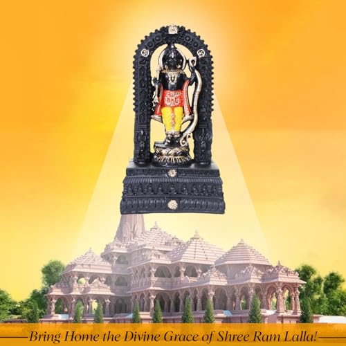Image of Big Size Polyresin 3D Ram Lalla Ayodhya's Shree Ram Statue /Home Decor /Decorative Items Ramlalla Temple Idol for Pooja Shree ramlalla ayodha murti Showpiece Big Size (15 inches)