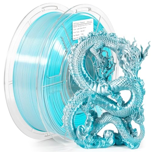 Image of iSANMATE 3D Printer Filament, PLA Filament 1.75mm Dual Color Filament, Shiny Silk PLA Coextruded Filament, 1 kg /Spool (Lake Green and Silver)