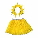 Sun Headband Costume Sunshine Headware Hair Accesorry & Yellow Tutu Birthday Party Favors (Adult/Teen)
