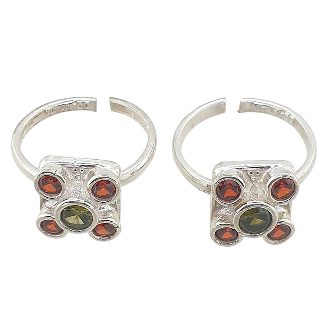 Silver (Chandi) Multi Color Zircon Toe Ring Bichhiya For Women ~ 2 Pieces ~ 5.500 Grams-image-25
