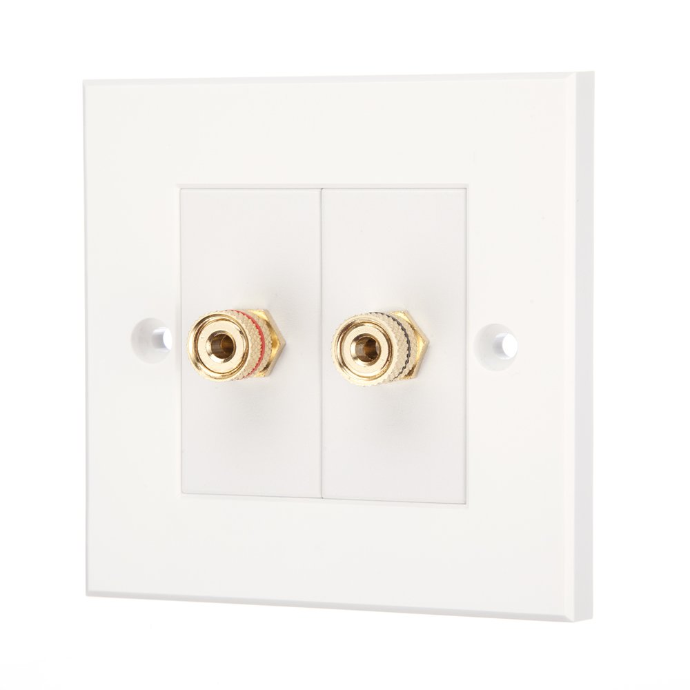 iSynq Single Channel Speaker Faceplate/Wall Outlet, Red & Black, Gold Plated Binding Post Connectors