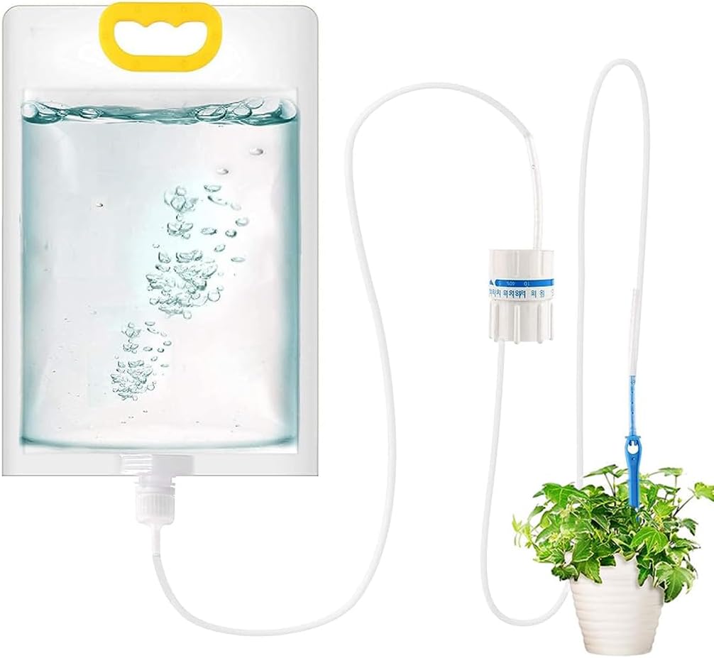 HASTHIP® Drip Irrigation Kit for Garden Home Office with 3500ml Water Bag and Slow Release Control Valve Switch, Adjustable Self-Watering Devices for Pots Plant
