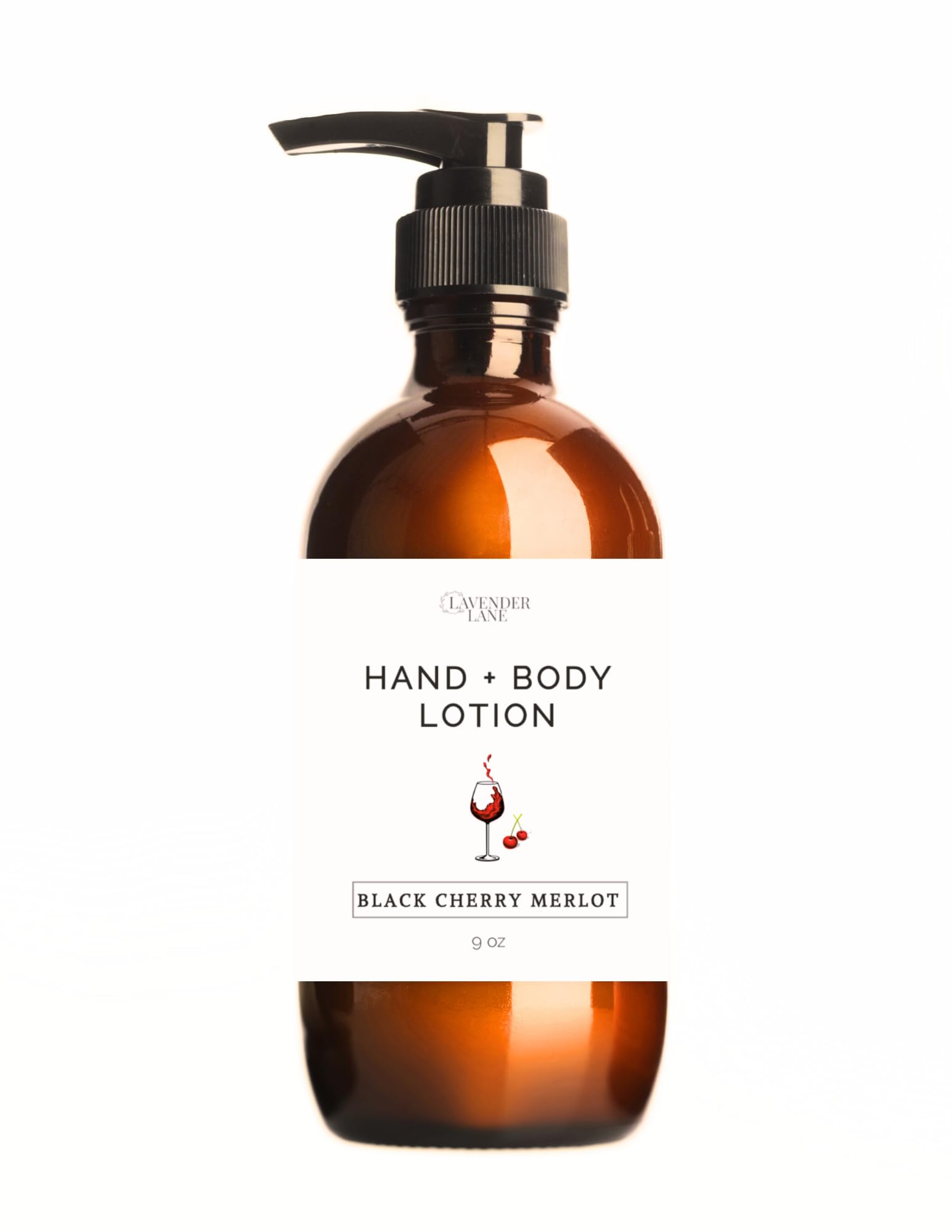 LAVENDER LANE Black Cherry Merlot Hand & Body Lotion, 9 oz - Soothing Goat's Milk, Moisturizing Shea Butter, Grown & Made in USA