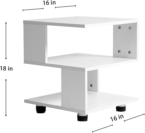 Miniatura 16 de MASAKA B&W - Mesitas de noche negras Magic Cube, estilo moderno - Mesitas de noche rectangulares de diseño hueco de 2 niveles, mesa de noche Negro