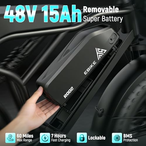 Image of TS TST GRP LLC Electric Bike for Adults, 1500W Peak Motor Ebike, 20 inch x 4.0 inch Fat Tire E Bike, 48V 15Ah Removable Battery, Dual Suspension, Disc Brakes, LCD & APP Control, for Commuting Off-Road