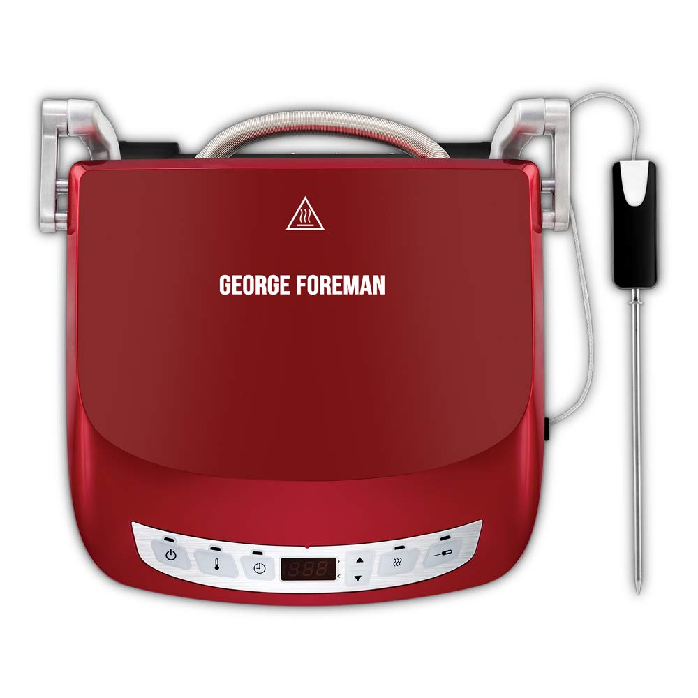 George Foreman Grill de Precision Evolve - Parrilla Eléctrica, Dispositivo Inteligente de Temperatura, Función Rápida para Carne y Sellado, 5 Raciones, 1440 W, Rojo - 24001-56