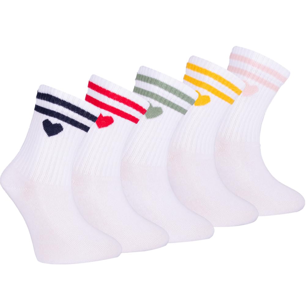 Petit Minou Noodle Kids Seamless-Toe Turkish Cotton Crew Socks (5-Pack)