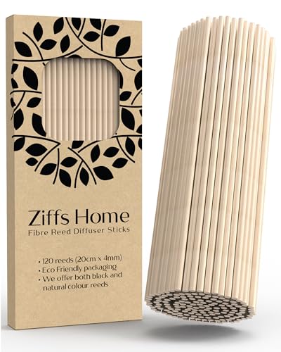 Ziffs Home® 120pcs Natural Fibre Reed Diffuser Sticks - 20cm/7.87in x 4mm/0.16in - Thick Diffuser Reeds Sticks - Diffuser Sticks for Diffuser Oils Fragrance Refill - Fibre Reeds for Diffusers