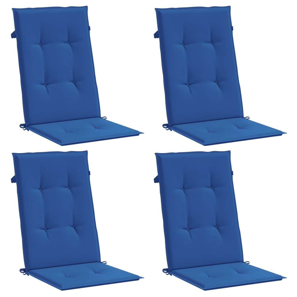 Zestaw 4er wodoodporne krzesło ogrodowe Cushs królewski błękit 120 x 50 x 3 cm nowoczesny design włókno z pianki poliestrowej idealne na balkon kemping futro na zewnątrz