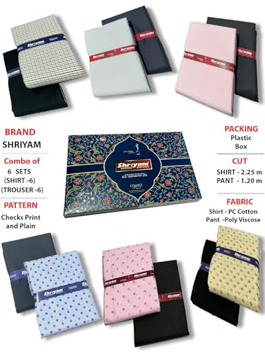 Image of Shirt pant Combo Pack of 6(Unstitched, Full Length Fabric)