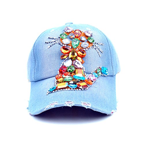 Elonmo Crystal Cat Design Womens Baseball Cap #TOP3
