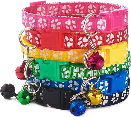 Image of KsPups Puppy Collars Paw Print Quick Release I Adjustable Leash Safety Collars for Puppy Cats I 2-Pcs (Paw Print 10mm)