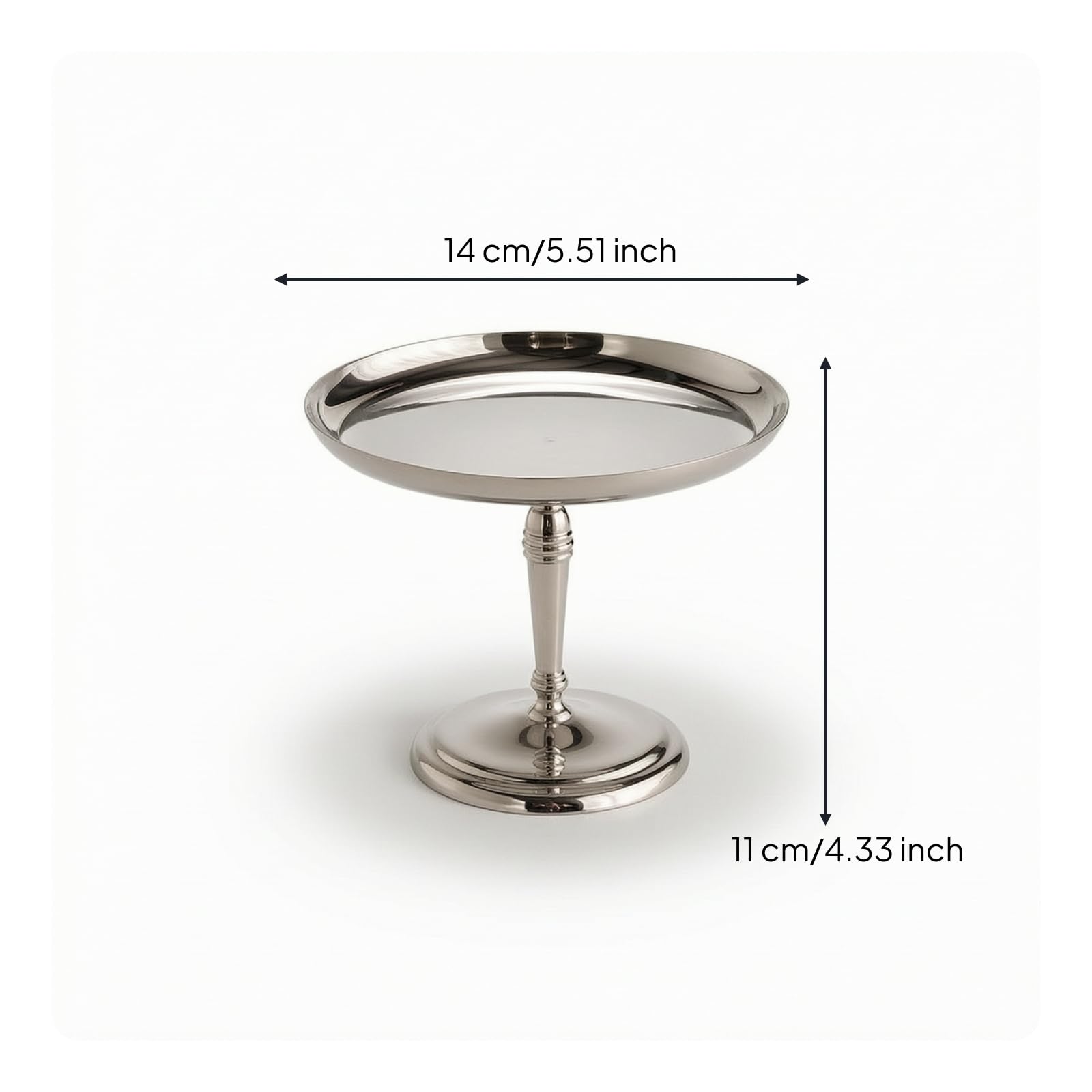 Porta Dessert in Acciaio Dectivo Alzata Monoporzione Resistente Vassoio da Dessert Rotondo per Pasticceri, Pasticceria, Ricevimenti, Piccolo 14 11cm, Nordico, Semplice
