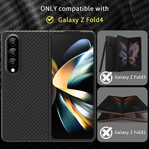 memumi Carbon etui do Galaxy Z Fold 4, 0,5 mm, super cienkie, etui z prawdziwego włókna aramidowego [100% włókno aramidowe] z ochroną przed upadkiem w jakości wojskowej do Galaxy Z Fold 4