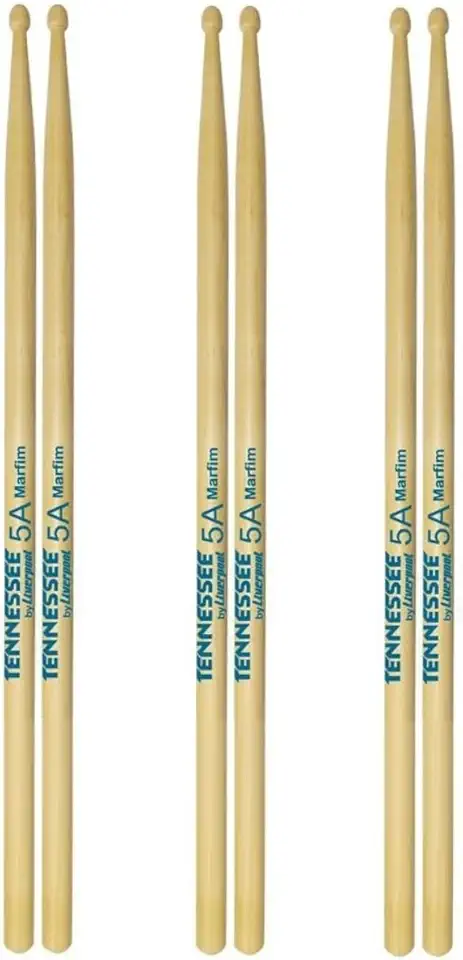 Kit 3 Pares Baqueta 5a Marfim Tennessee Ponta Madeira Liverpool