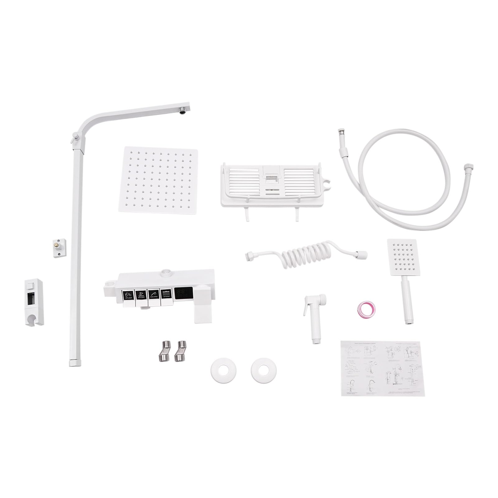 Columna de ducha,Columna de ducha termostática LED con muesca digital 4 modos y altura regulable, 75-110 cm, 20 cm, cabezal de ducha, para hoteles, centros de baño, piscinas