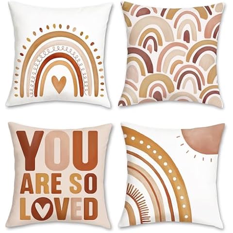 Bonhause Boho Rainbow Cushion Covers Set Cover