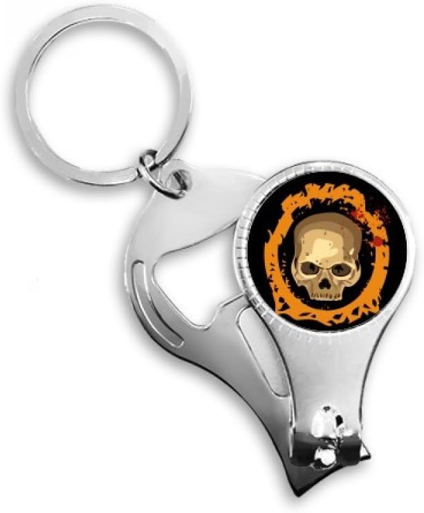 Halloween Round Lifelike Skull Nail Clipper Ring Key Chain