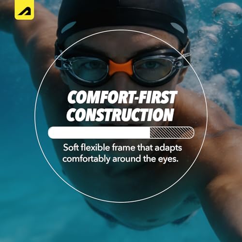 Image of Boldfit Swimming Goggles for Men & Women with Adjustable Strap Anti Fog Goggles for Swimming Men Swimming Goggles for Women Air Tight Swim Goggles UV Protection Training Swim Goggles - BlackOrange