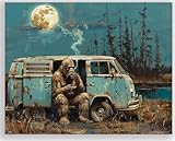 Apple Creek Live in a Van Down by the River- Bigfoot Poster Sasquatch Decor Bigfoot Artwork Sasquatch Poster Bigfoot Gifts Sasquatch gifts for Men Cannabis Marijuana Artwork Sasquatch Wall Art (11x14 Inches Unframed)