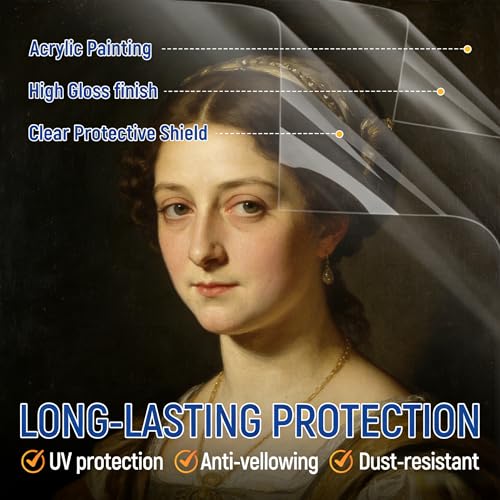 Gloss Varnish for Acrylic Painting , Non-Yellowing, Non-Toxic, Anti-Crazing, Clear Acrylic Varnish for Pro Artist, Hobby Painter on Canvas Artwork, Acrylics Paint, Wood, Clear Coat High Gloss Finish - Thumbnail 3